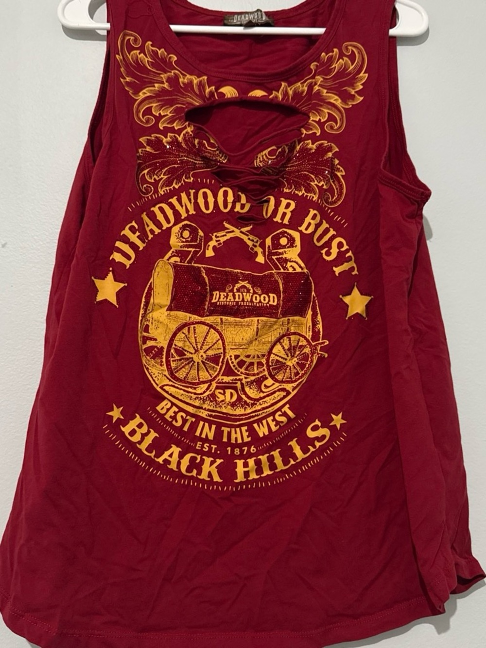 Deadwood Graphic Red Cutout Tank Top - Women's